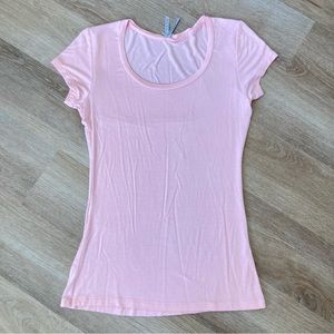 Pink scoop neck stretchy shirt- womens size M